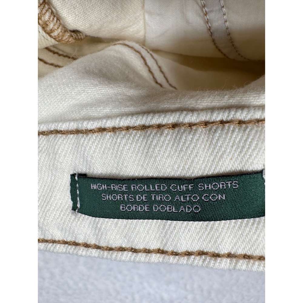 Wild Fable High Rise Rolled Cuff Denim Shorts Cream White Size 6 Contrast Stitch - Picture 3 of 6